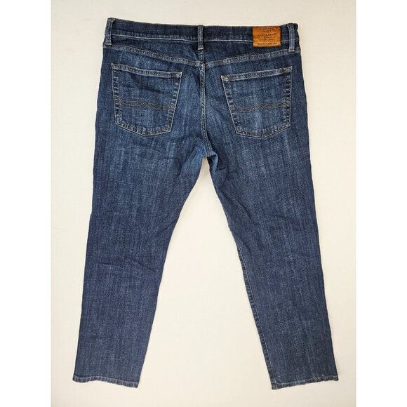 Lucky Brand Size 38X30 Mens 221 Straight Blue Denim 5 Pocket Logo Tag Jeans - Picture 1 of 13